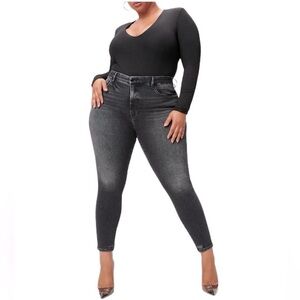 Good American Good Legs Ultimate Skinny Sculpting Faded Jeans Black 15 Plus NWT